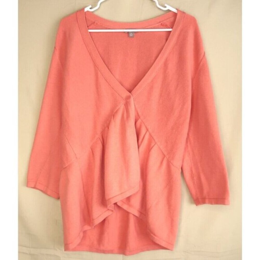 J. Jill Peplum Cardigan Sweater One Button Cotton Silk Blend Peach Women's XL